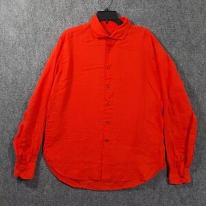 Camicissima Shirt Mens EU 42 Orange Linen Long Sleeve Button Up Casual Summer